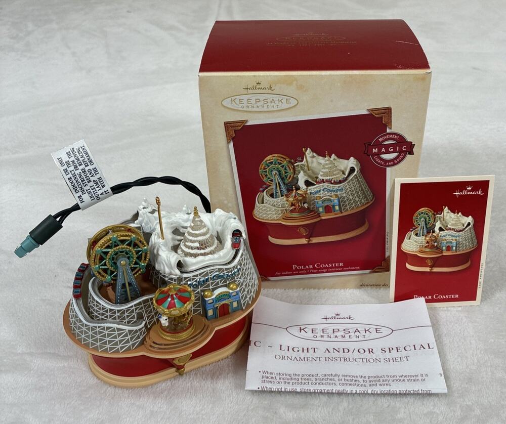 Hallmark Keepsake Polar Coaster Magic Ornament Movement Lights Christmas 2003